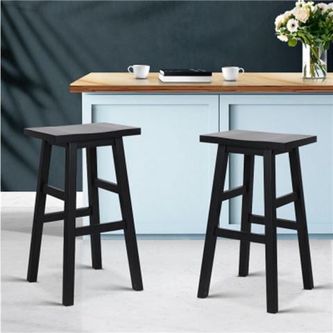 MyBar - Beech Wood Bar Stools Black Set 2pc