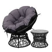 MyBar - Gardeon Papasan Chair/Side Table Black