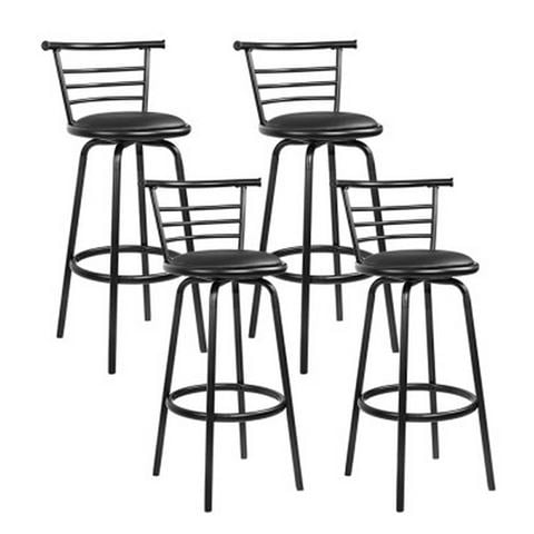 MyBar - PU Bar Stool Black/Steel Set 4pc