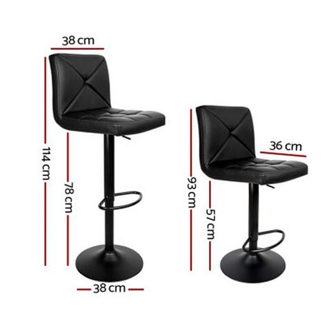 MyBar PU Gas Lift Bar Stool Black Set of 2pc - Peter's of Kensington