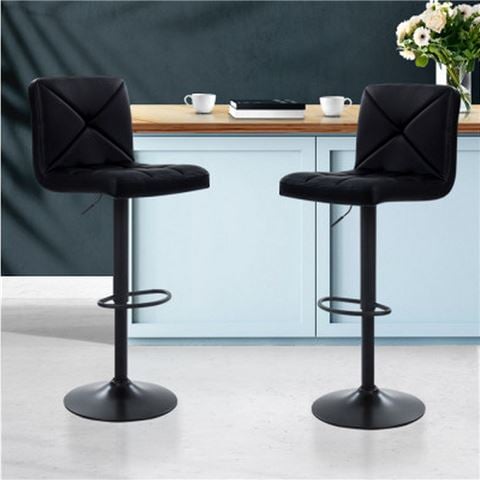 MyBar PU Gas Lift Bar Stool Black Set of 2pc - Peter's of Kensington