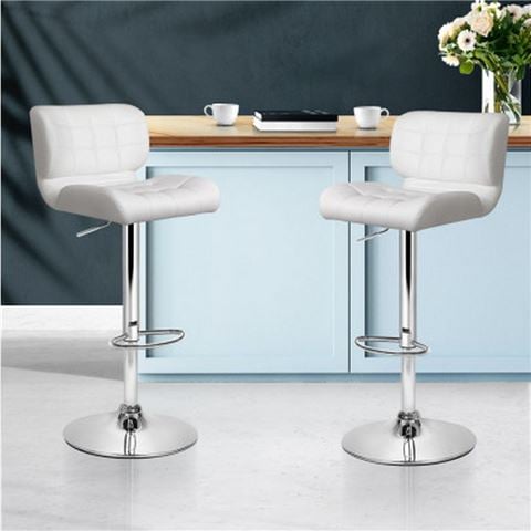 MyBar - PU Gas Lift Bar Stool White Set 2pc