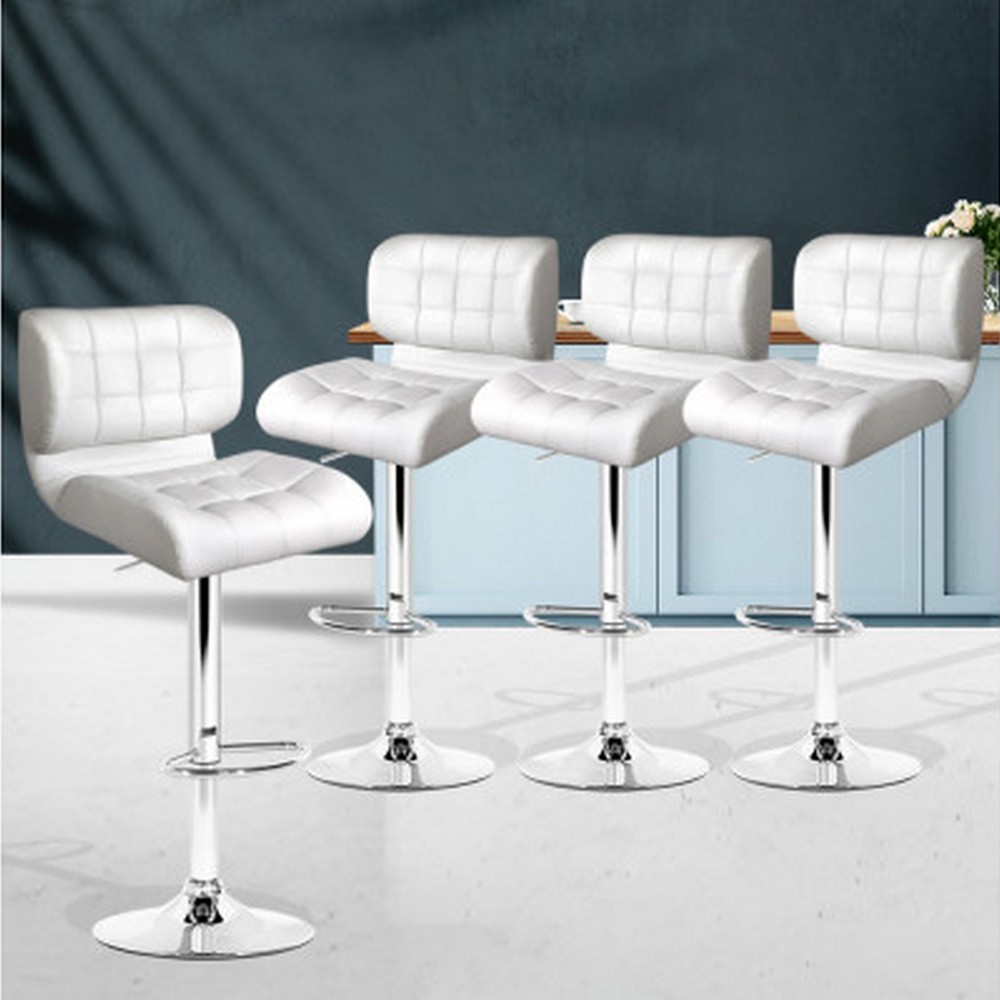 MyBar PU Gas Lift Bar Stool White Set 4pc Peter s of Kensington