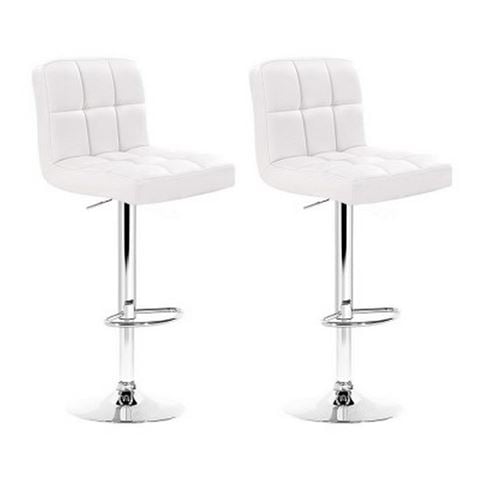 MyBar - PU Gas Lift Bar Stool White Set of 2pc