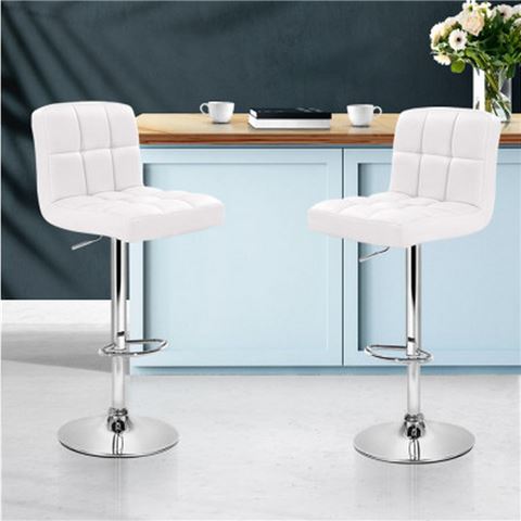 MyBar - PU Gas Lift Bar Stool White Set of 2pc