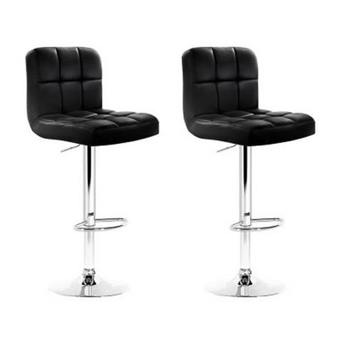 MyBar PU Leather Gas Lift Bar Stool Black Set 2pc - Peter's of Kensington