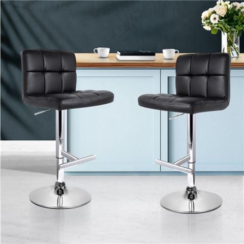 MyBar PU Leather Gas Lift Bar Stool Black Set 2pc - Peter's of Kensington