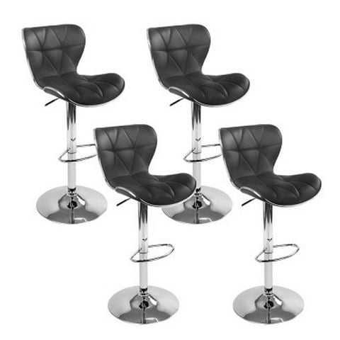 MyBar PU Patterned Bar Stool Black Set 4pc - Peter's of Kensington