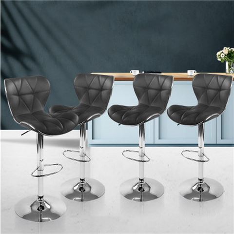 MyBar PU Patterned Bar Stool Black Set 4pc - Peter's of Kensington