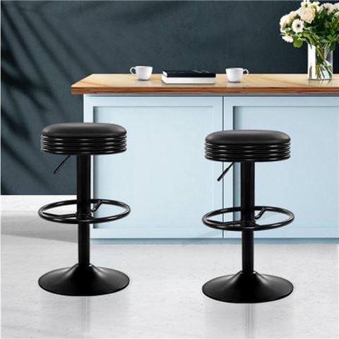 MyBar - PU Swivel Bar Stool Black Set 2pc