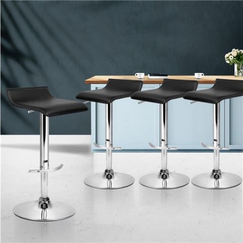 MyBar PU Wave Style Bar Stool Black Set 4pc - Peter's of Kensington