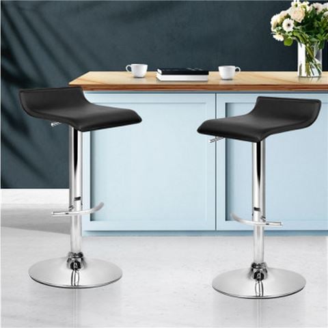 MyBar PU Wave Style Bar Stool Black Set of 2pc - Peter's of Kensington