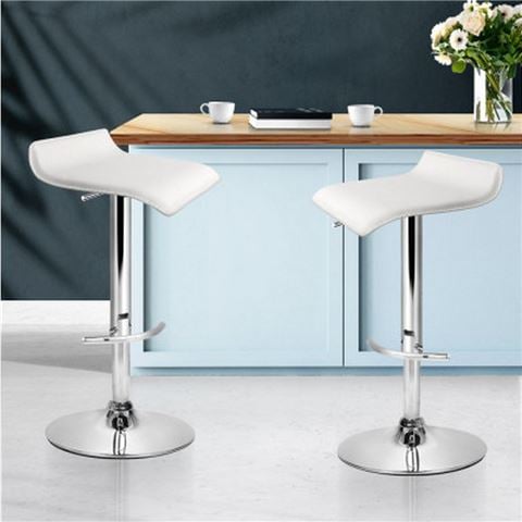 MyBar PU Wave Style Bar Stool White Set 2pc - Peter's of Kensington