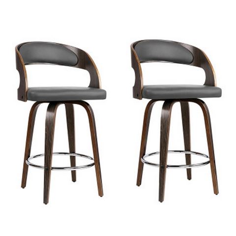 MyBar - Walnut Wooden PU Bar stool Grey/Walnut Set 2pc | Peter's of ...