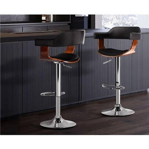 MyBar Wooden Bar Stool Black/Wood Set 2pc - Peter's of Kensington