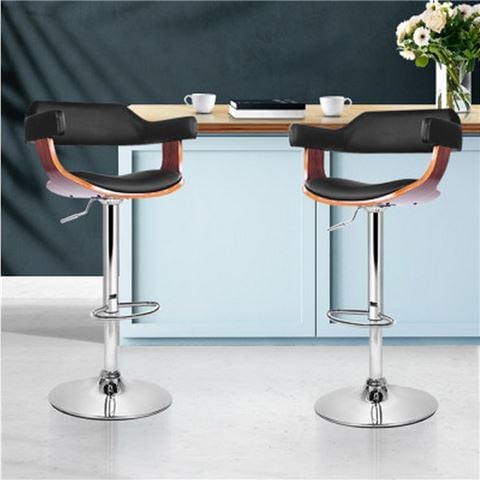 MyBar Wooden Bar Stool Black/Wood Set 2pc - Peter's of Kensington