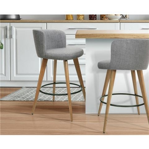 MyBar - Wooden Bar Stool Footrest Light Grey Set of 2pc