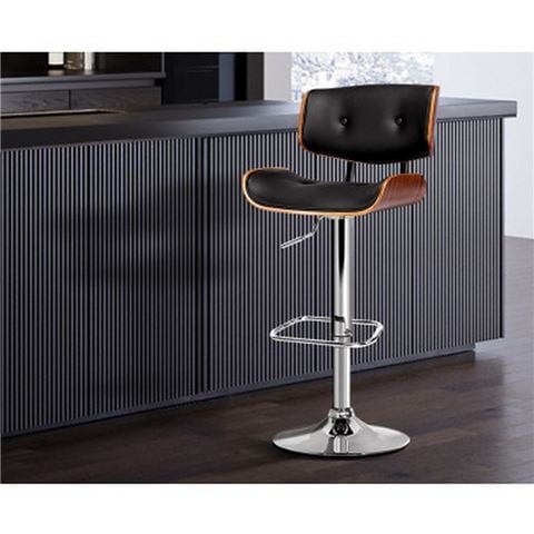 MyBar - Wooden Gas Lift Bar Stool Black
