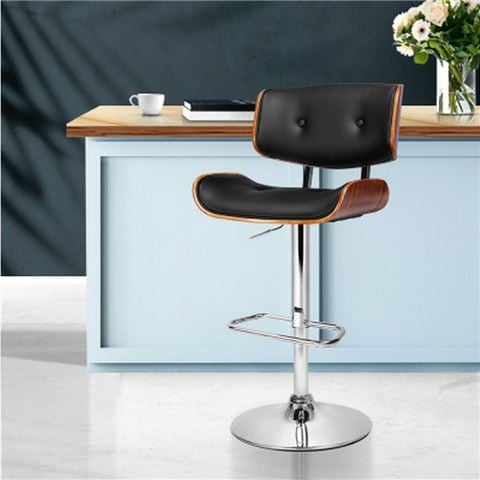 MyBar - Wooden Gas Lift Bar Stool Black