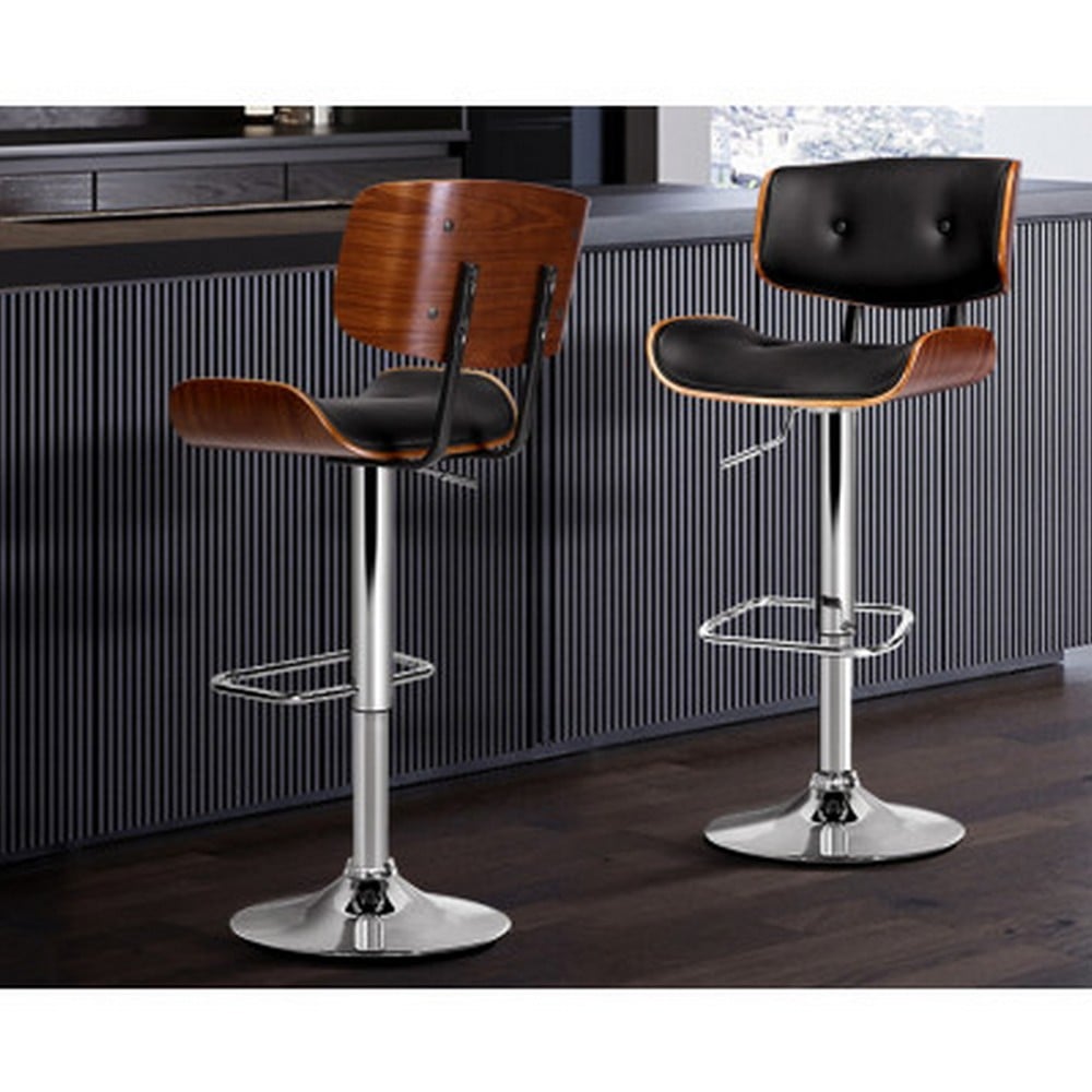 MyBar Wooden Gas Lift Bar Stool Black Set 2pc Peter's of Kensington