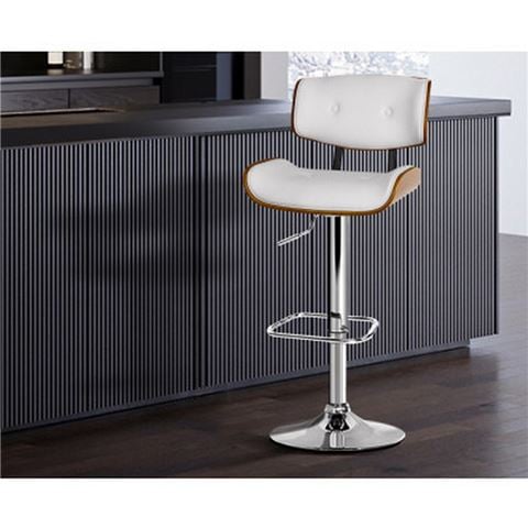 MyBar - Wooden Gas Lift Bar Stool White
