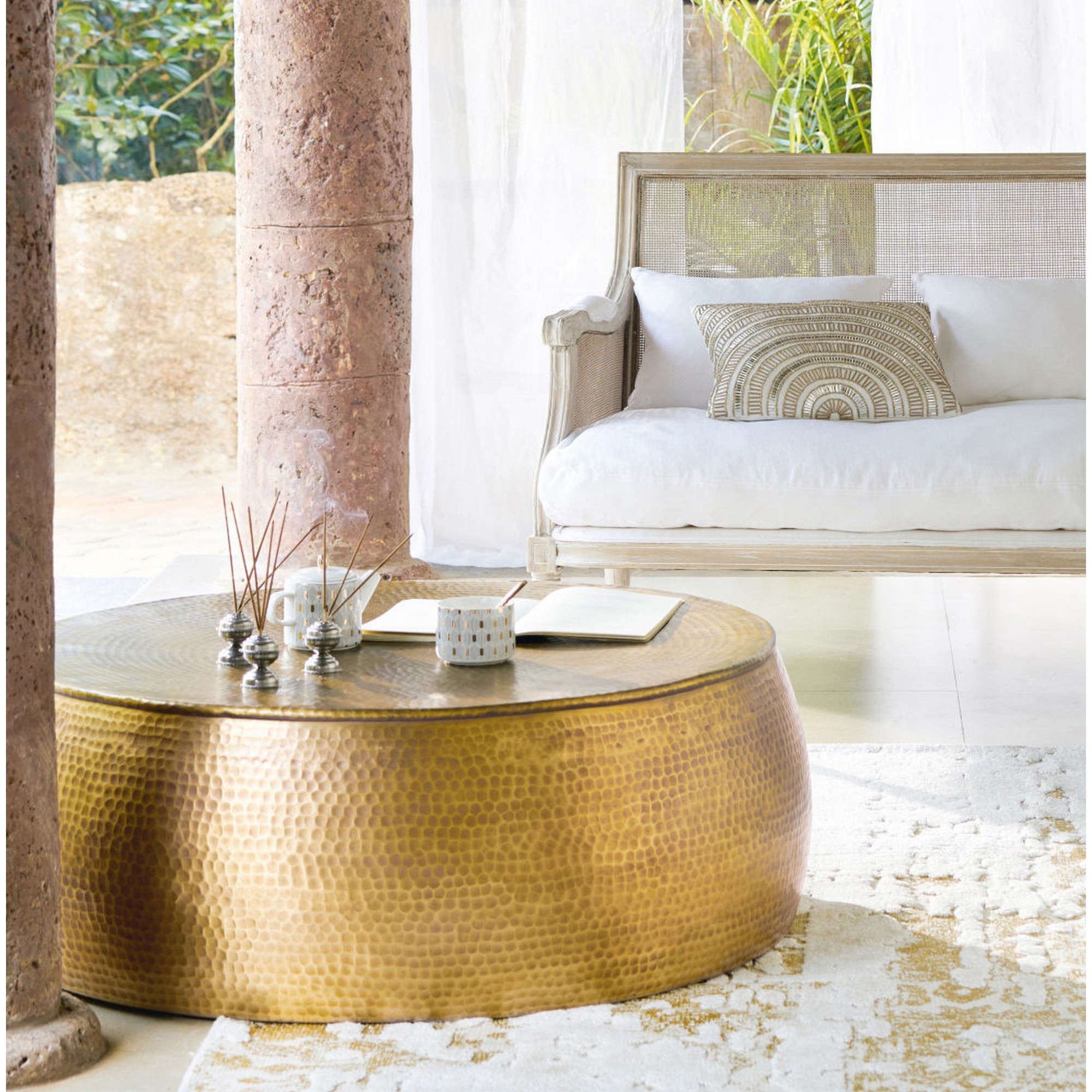 Global Views Izmir Hammered Brass Coffee Table