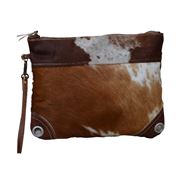 Design Arc - Dark Cowhide Zip Clutch Bag