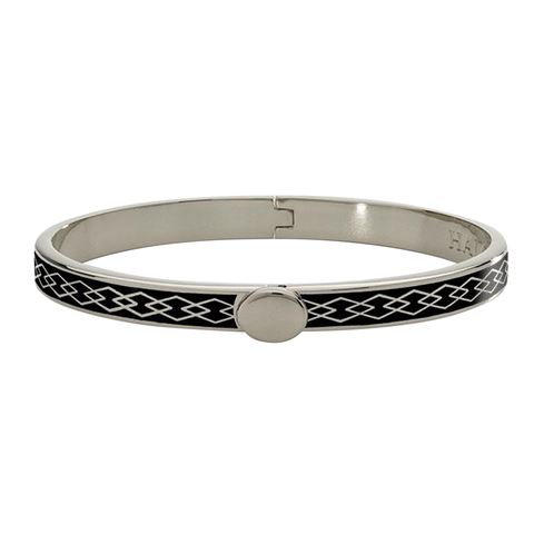 Halcyon Days - Skinny Parterre Hinged Chain Black Bangle 6mm | Peter's ...