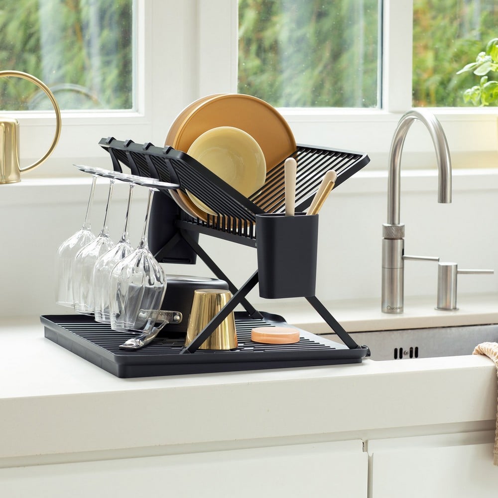 Brabantia Foldable Dish Drying Rack Large Dark Grey Peter's of Kensington
