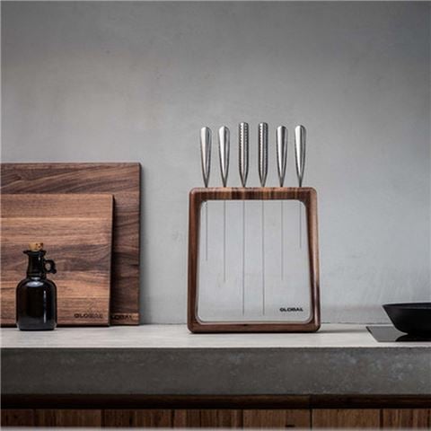 Global - Hashira Knife Block Set Walnut 5pce