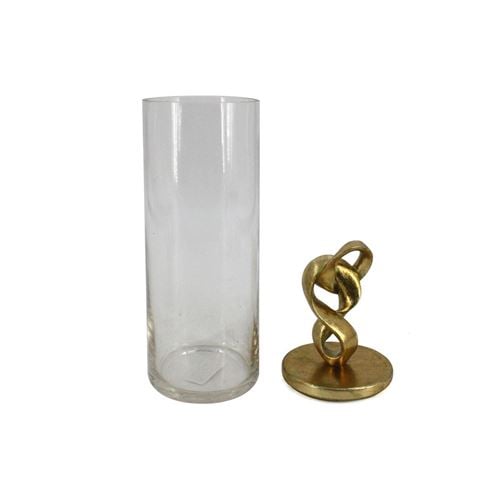 Flair Decor Glass Jar Poly Gold Leaf Lid 10x38cm - Peter's of Kensington