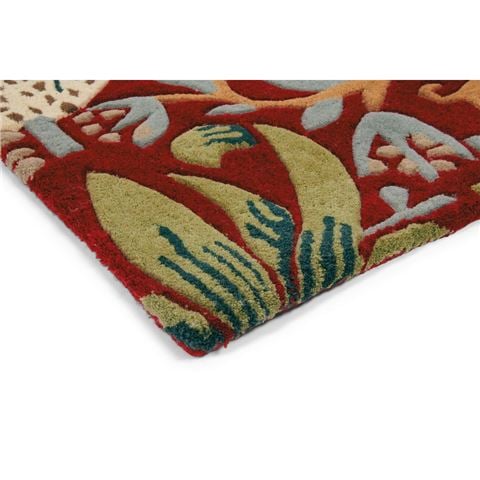 Morris & Co Strawberry Thief Rug Crimson 240x170cm - Peter's of Kensington