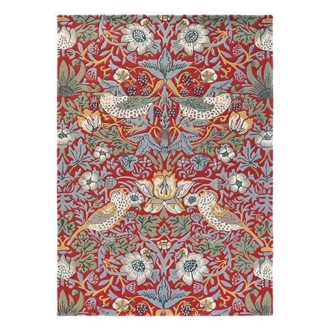 Morris & Co Strawberry Thief Rug Crimson 240x170cm - Peter's of Kensington