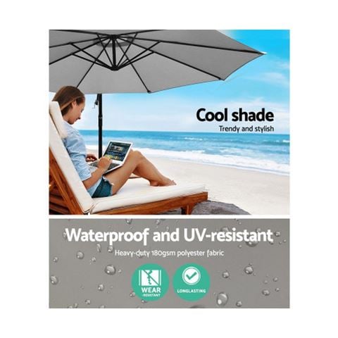 Exterieur Outdoor - Instahut 3M Outdoor Umbrella Grey