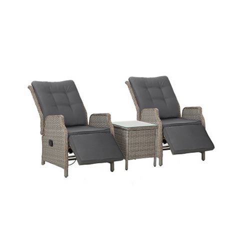 Exterieur Outdoor Recliner Chairs Outdoor Grey 3pc - Peter's of Kensington