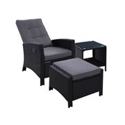 Exterieur Outdoor - Outdoor Recliner Chair Black 3pc