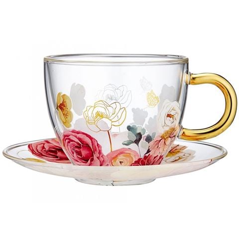 Ashdene - Springtime Soiree D/Walled Glass Cup & Saucer