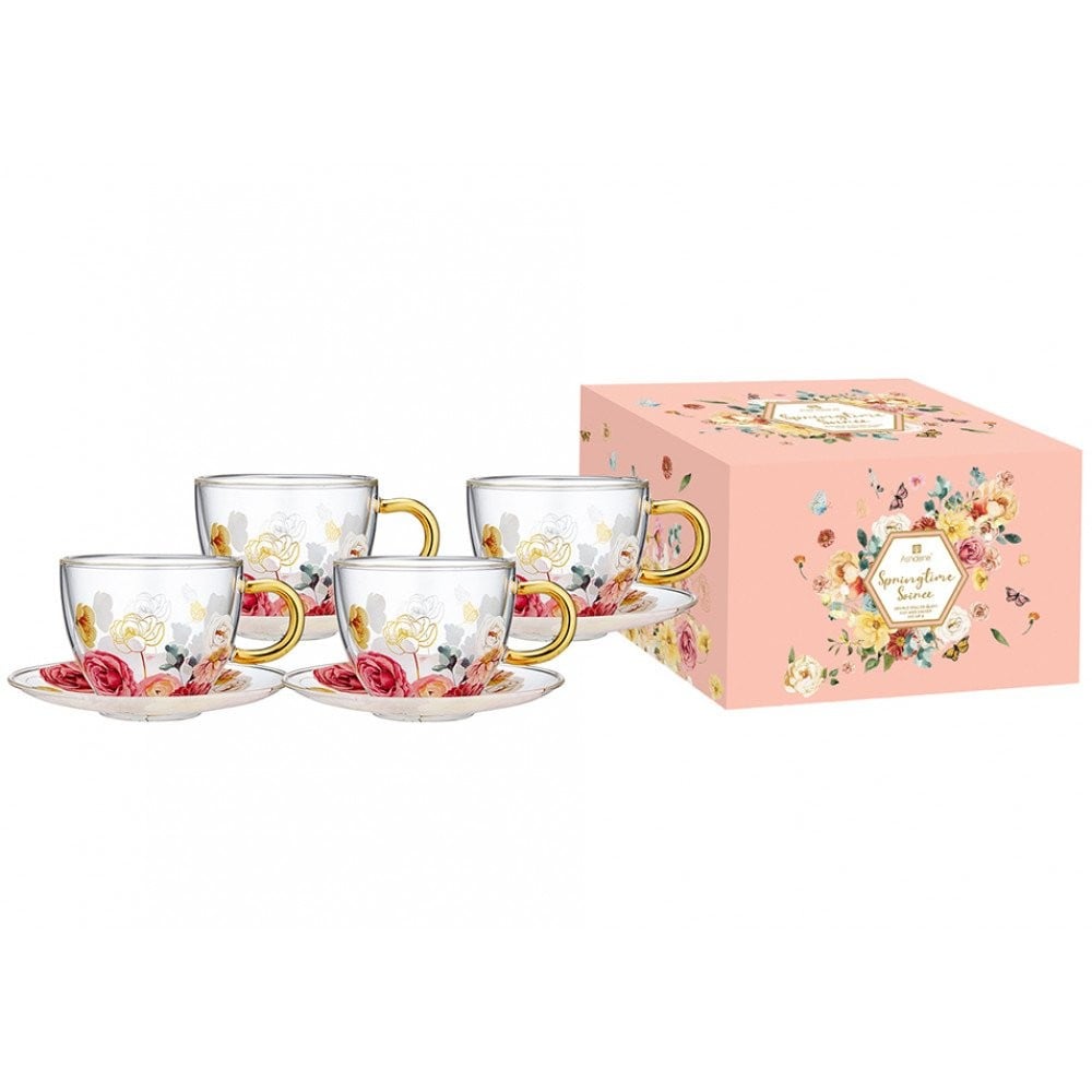 Ashdene Springtime Soiree D/Walled Glass Cup & Saucer Set Peter's