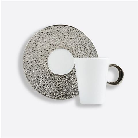 Bernardaud Ecume Silver Espresso Cup & Saucer 60ml - Peter's of Kensington