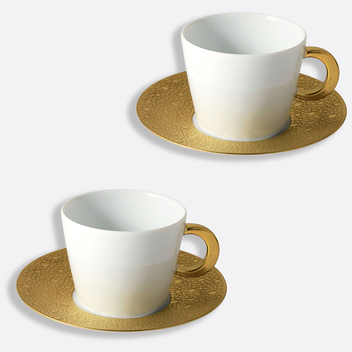 Bernardaud Ecume Gold Teacup Saucer Set 2pce Peter s of