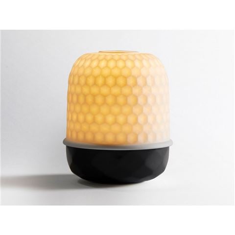 Bernardaud White & Matte Black Diamond Candle Holder w/Votive - Peter's of Kensington