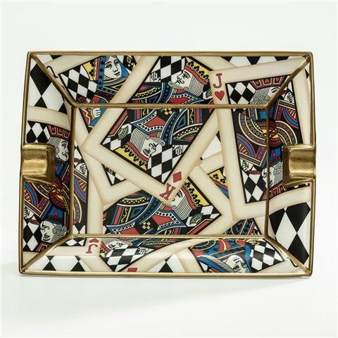 Halcyon Days Let's Play Cards Gold Trinket Tray - Peter's of Kensington