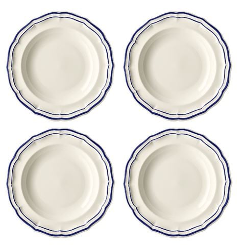 Gien Soup Plate Set Filet Cobalt 22.5cm 4pce - Peter's of Kensington