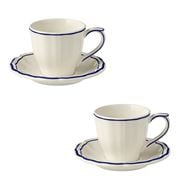 Gien - US Tea Cup & Saucer Set Filet Cobalt 4pce 175ml