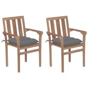 Antibes Outdoor - Garden Chairs w/Cushion 2 pce Teak Grey