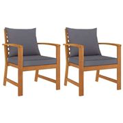 Antibes Outdoor - Garden Chairs 2pcs W/Grey Cushion Acacia