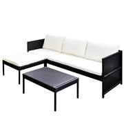 Antibes Outdoor - Garden Lounge w/Cushion Blk 3pc Set