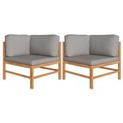 Antibes Outdoor - Corner Sofas w/Grey Cushion Teak Set 2pce