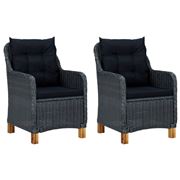 Antibes Outdoor - Garden Chairs w/Cushion 2 pc Grey Set