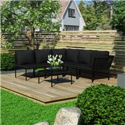 Antibes Outdoor - Garden Lounge w/Cushion Blk PVC Set 6pce
